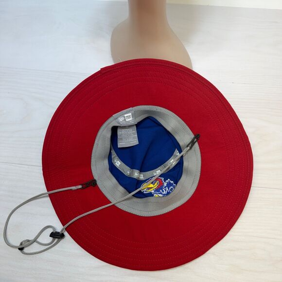 New Era Kansas Jayhawks Royal Basic Panama‎ Bucket Hat Chin Strap Blue